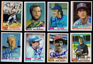1982 Topps Baseball 8 DIFFERENT NRMT ALL SIGNED Macha Strain Graham Martz etc - Picture 1 of 2