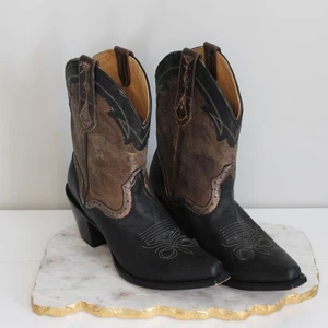 Botas vaqueras occidentales de cuero Sterling River para mujer talla 11 marrón negro costura - Imagen 1 de 10