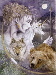 PAGAN WICCAN GREETING CARD Artemis GODDESS BIRTHDAY CELTIC WENDY ANDREW - Picture 1 of 8