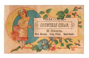 "SMOKE COUNTLESS CIGAR" 5 CENTS VICTORIAN TRADE CARD - Picture 1 of 2