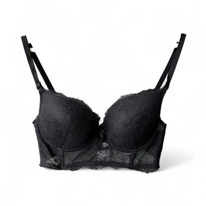 Huit 8 BH Push Up wandelbar abnehmbare Träger schwarz Spitze Dessous Größe 36C - Bild 1 von 6