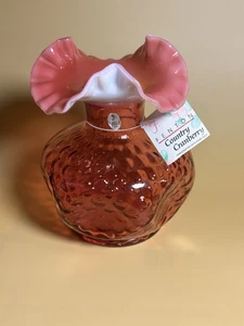Fenton 8" Mirtillo Opalescente DMD Ottica 5 e 3 Punti Pinch Arruffato con Etichetta, Adesivo - Foto 1 di 15