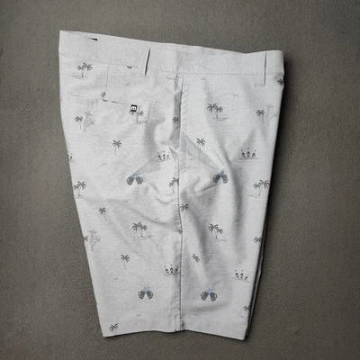 Travis Mathew Shorts Mens 40 Gray Golf Performance Stretch Palm Tree Beer Print - Image 1 of 4