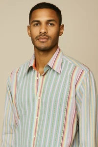 Robert Graham Pastel Floral Striped Long Sleeve Button Down - Picture 1 of 11