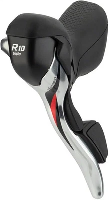 microSHIFT R10 Left Drop Bar Shift Lever, Triple, Shimano Compatible, Silver - Image 1 of 2