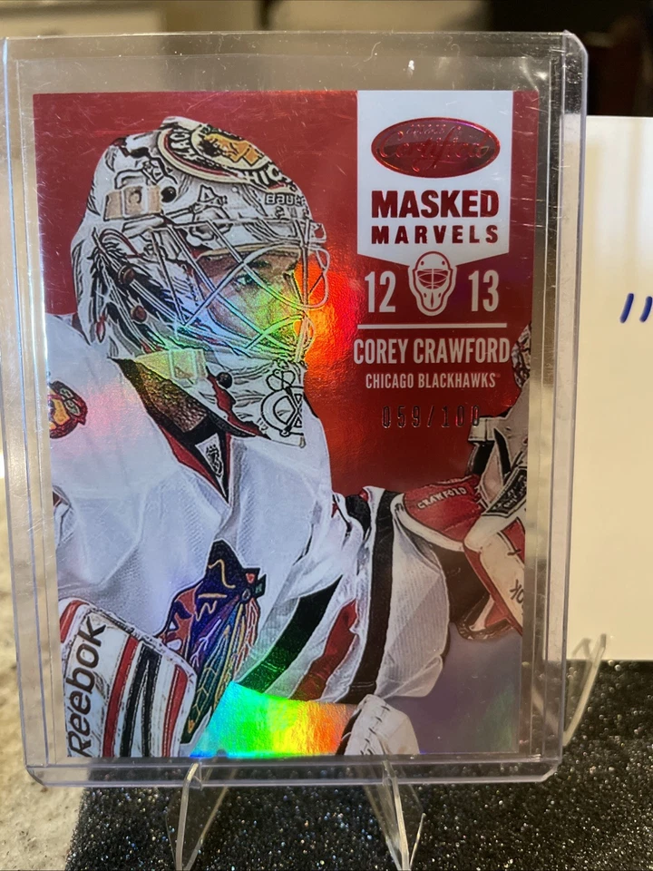 2012-13 Panini Certified Masked Marvels Corey Crawford #117 Mirror Red /100 - Image 1 of 4