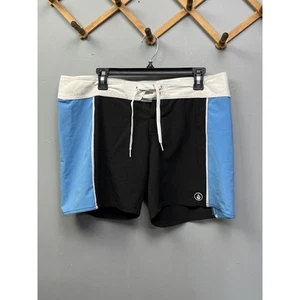 VOLCOM Board Shorts Womens size 13 Juniors Black Blue Surfing Beach Vacation - Picture 1 of 6