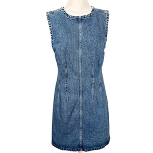 Abercrombie & Fitch S Blue Denim Sleeveless Mini Dress Western Boho Y2K - Picture 1 of 16