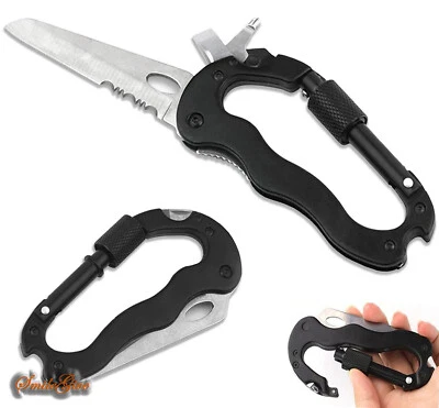 SMILEGIVE Survival Camping EDC Gear Multi-Tool Carabiner Keychain Key Holder Screwdriver