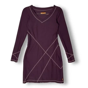 Lucy Long Sleeve Dress Sz S V Neck Athleisure Stretch Purple Casual Sporty - Picture 1 of 9