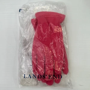 Lands End Glove Girl Large Pink Casual Cozy Fleece Kid Youth Snow Winter Core Ne - Picture 1 of 4
