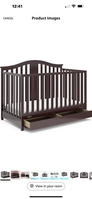 Combo de cuna convertible 4 en 1 espresso con cajón certificado dorado - Graco Solano Foto 1 de 4