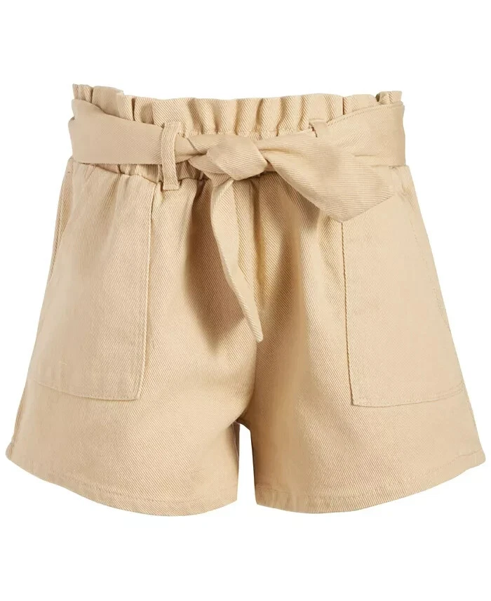 Grayson Threads Kids, The Label Tie-Belt Paperbag Twill Shorts Girls' S Beige - Image 1 of 4