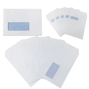 WHITE PAPER ENVELOPES WINDOW A6/A5/A4/DL *ANY QTY* SELF SEALING OFFICE - Picture 1 of 16
