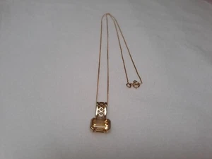 9K Citrine Pendant With Chain - Picture 1 of 5