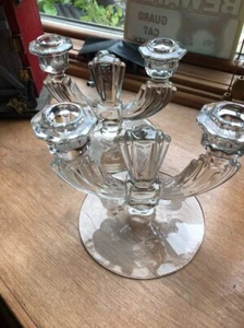 VINTAGE PAIR CRYSTAL DUO CANDLEHOLDERS - Picture 1 of 9
