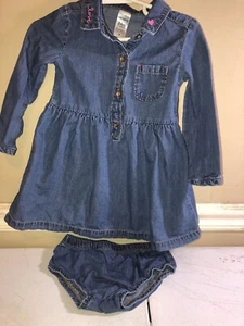Carter's jeansblaues Jeanshemdkleid & Windelhülle für Mädchen 24 Monate einmal getragen - Bild 1 von 9