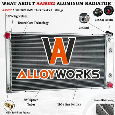 Fit 1977-1992 Cadillac Brougham DeVille Fleetwood 4ROW Aluminum Radiator CC232 - Image 1 of 4