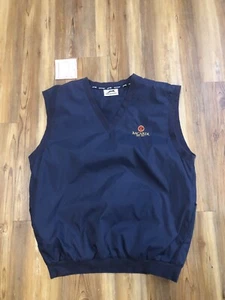 VTG Slazenger Bacardi Golf Sleeveless V-Neck Wind Vest Blue Large 100% Polyester - Picture 1 of 18