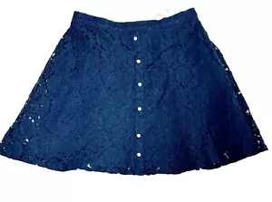 Abercrombie & Fitch Navy Blue Lace Mini Skirt Y2K Size L Elastic Waist Lined NWT - Picture 1 of 9