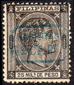 Filipinas - Edi * 52hcc - 1878/1879 -Alfonso XII - Sobrecarga azul - Imagen 1 de 1