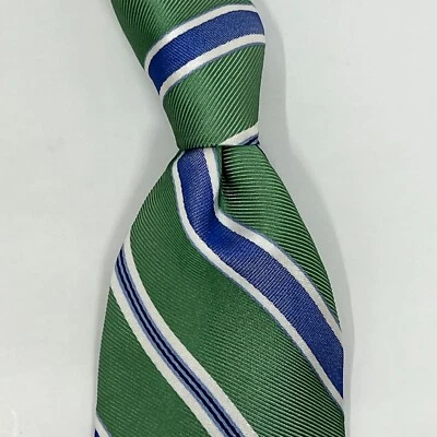 Tommy Hilfiger Para Hombre 100% Seda Arena Rayas Verde/Azul/Blanco De Colección Nuevo Con Etiquetas Foto 1 de 4