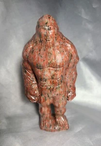 6.2" 1.4lbs Red Tiger Jasper Bigfoot Sasquatch Crystal Stone Carving Statue - Picture 1 of 18