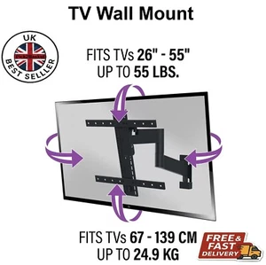 Sanus Preferred 26 to 55" Full Motion TV Wall Mount Slim TV Stand SMF421-B2 - Picture 1 of 8