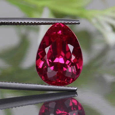 Pear Cut Natural Red Ruby 12 Carat Loose Gemstone For Ring Making - Image 1 of 4
