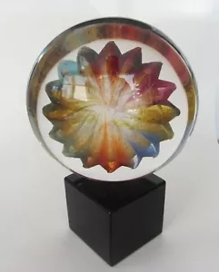 D’ Este Achille Murano Glass Colorful Figure Inside Transparent Glass Signed NEW - Picture 1 of 12