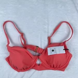 Shade & Shore Push Up Bra Womens 34C Coral Plunge Removable Pads Full Coverage - Picture 1 of 4