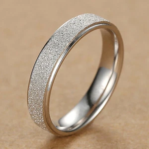 Anillo de boda de plata de ley 925 con acabado de chorro de arena de 3,5 mm tamaño 4-12 para mujer y hombre - Imagen 1 de 8