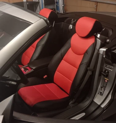 for 00-08 MERCEDES BENZ SL CLASS IGGEE S.LEATHER CUSTOM FIT 2 FRONT SEAT COVERS - Image 1 of 4