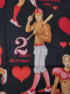 Game of Love Hearts Valentines Sports Pinup Alexander Henry Cotton Fabric BTY - Picture 1 of 6