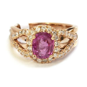 3ctw Natural Pink Sapphire Diamond Solid 14k Rose Gold Oval Halo Engagement Ring - Picture 1 of 8