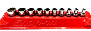 SNAP ON TOOLS EE. UU. 10 piezas 1/4" unidad SAE poco profunda 12 pt juego de enchufes cromados 110TMDY + - Imagen 1 de 7