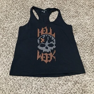 Canotta fitness Orange Theory donna grande nera riflettente teschio inferno settimana 21 - Foto 1 di 5