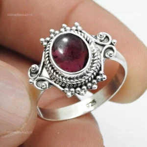 925 Silver Root Chakra Garnet Stone Handmade Statement Cocktail New Ring Jewelry - Picture 1 of 10