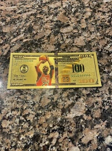 Michael Jordan Gold 100 Dollar Bill - Imagen 1 de 3