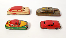 Lot of 4 Tin Cars 50's/60's Argo Military & w/Working Wiper blades & 2 Smaller
