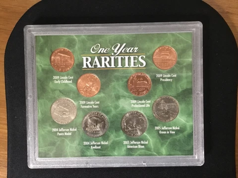 One year rarities set of 2009 Lincoln cents and 2004 and 2005 Jefferson Nickels Cover