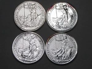 4 Silver TONED UK Great Britain Britannias: 2014(2), 2015(2) 1 oz .999 Silv. #8 - Picture 1 of 10