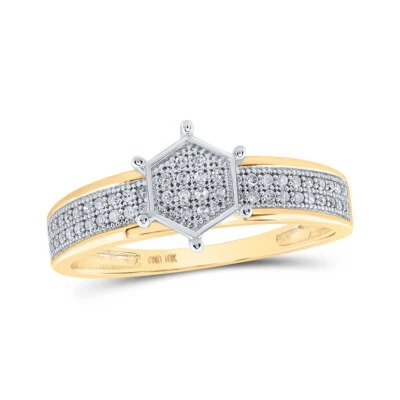 10K Yellow Gold Womens Round Diamond Cluster Ring 1/6 Cttw - Image 1 of 2
