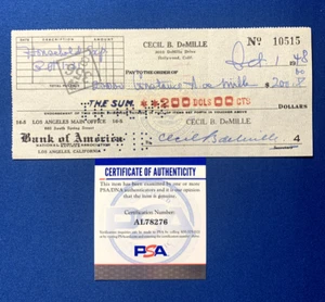 Cecil B. DeMille Hand Signed Personal Check American Film Director + Photo PSA - Picture 1 of 5