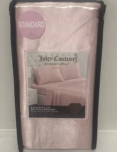 Juicy Couture PIllowcases Pair PINK Satin 2 STANDARD Rose Collection Home NEW - Picture 1 of 3
