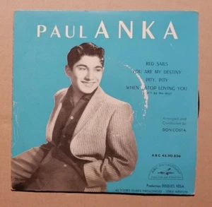 PAUL ANKA : Red Sails, You Are My Destiny 7" EP 1959 France ABC 45.90.836 VG/VG+ - Picture 1 of 2