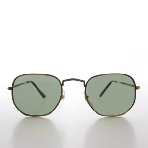 Bronze Square Metal Sunglasses with Glass Lenses - Mika - Picture 1 of 3