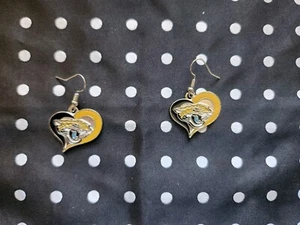 Jacksonville Jaguars NFL Football Swirl Heart Shaped Earrings Dangle Charm - Picture 1 of 3