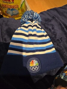 Olympic 5 Ring Winter Hat Blue Stripped New Without Tag - Picture 1 of 2