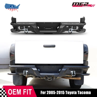 Parachoques trasero negro para Toyota Tacoma 2005-2015 con luces LED + anillos en D todoterreno Foto 1 de 4